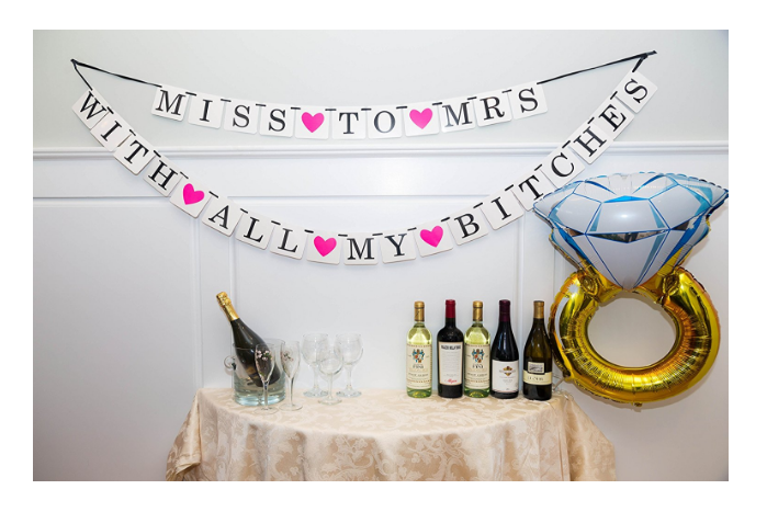 Miss to Mrs Classy & Sassy Bachelorette Gold Glitter Banner Favors and Supplies Bachelorette Party Decorations 