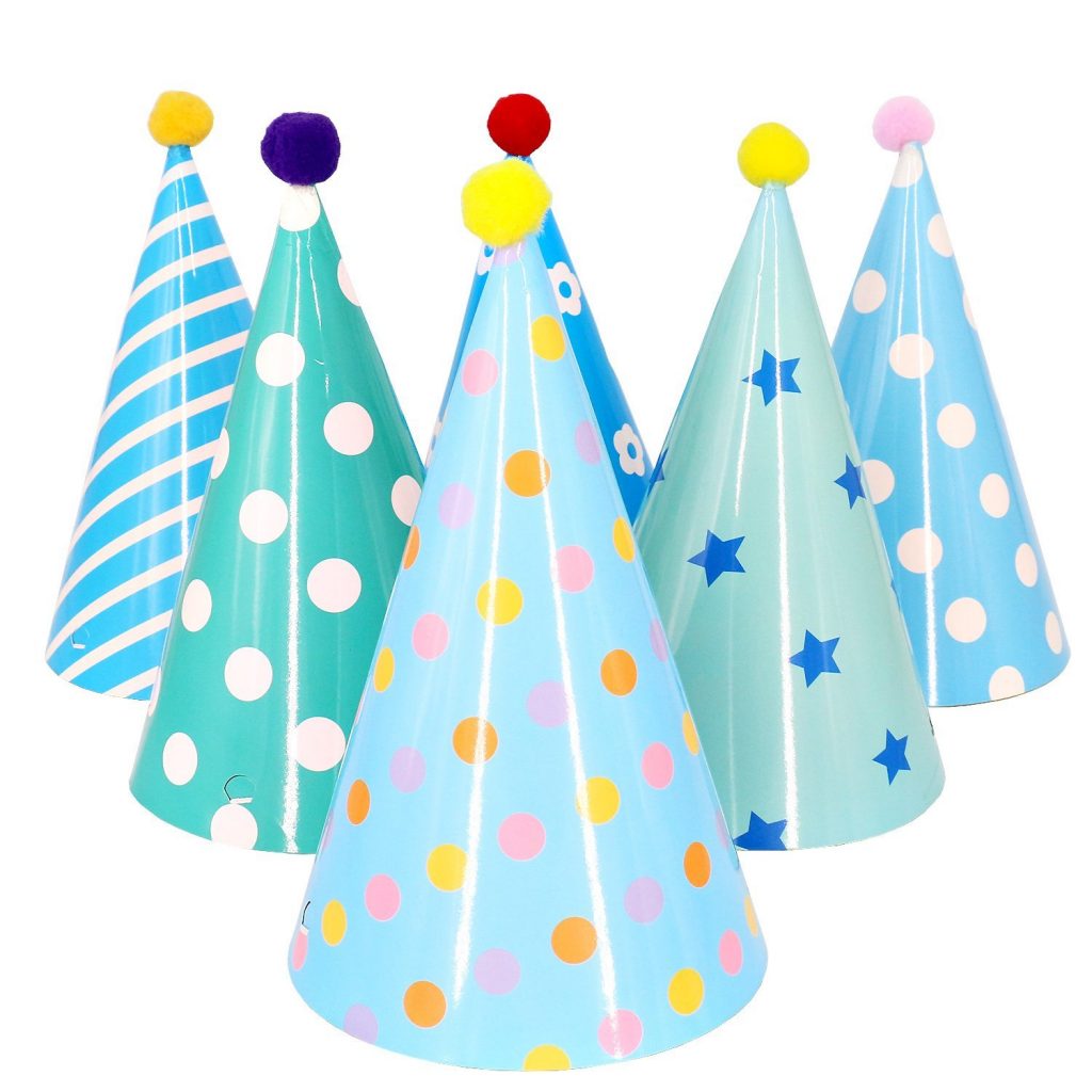 Birthday Party Cone Hats with Pom Poms – 12 ct – Party Supply Factory