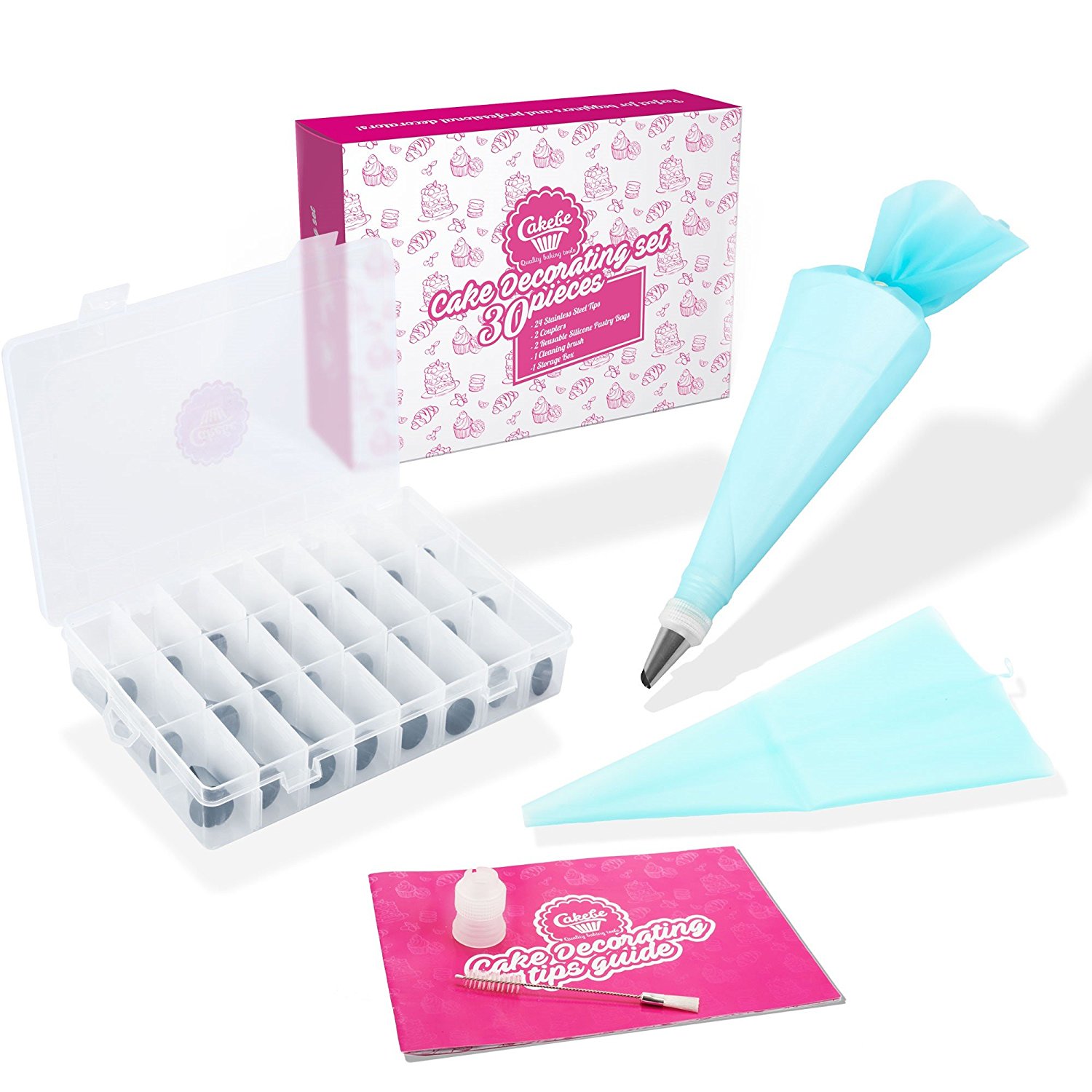 Cake Decorating Kit Includes Nozzle, Tips, Reusable Pastry ...
