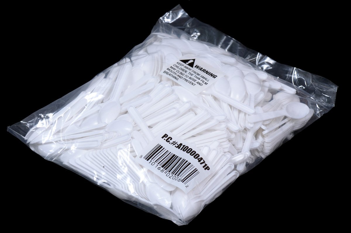 White Recyclable Bag of 500 Daxwell Light Weight Polypropylene 3.25 Taster Spoon 