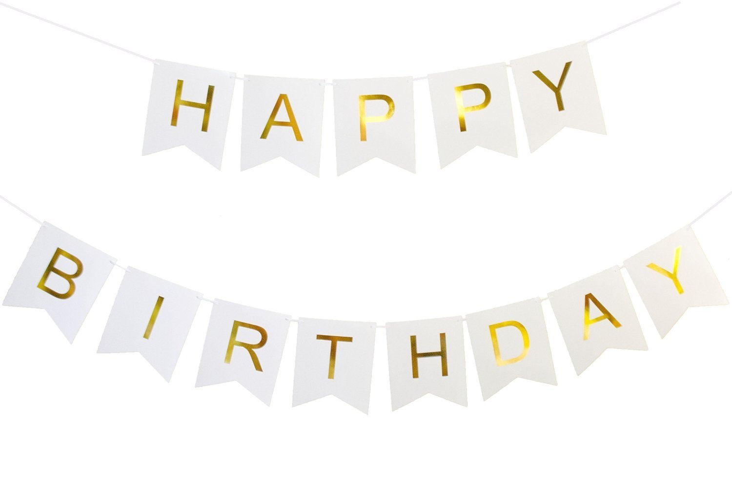 KaLuc Happy Birthday Banner White and Gold Birthday Decorations and Party Supplies