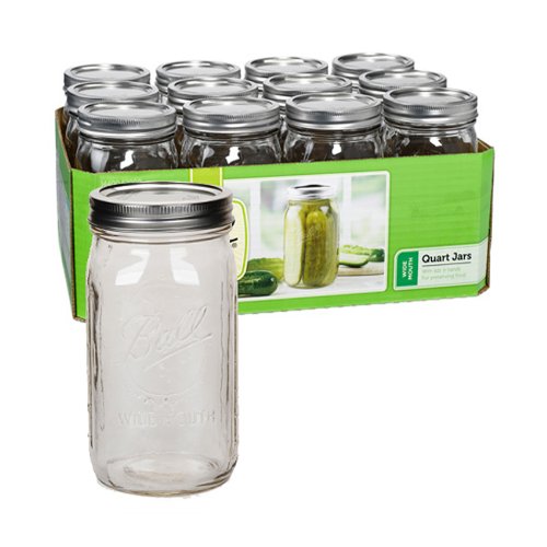 Ball Mason 32 oz Wide Mouth Jars with Lids and Bands Set of 12 Jars. 