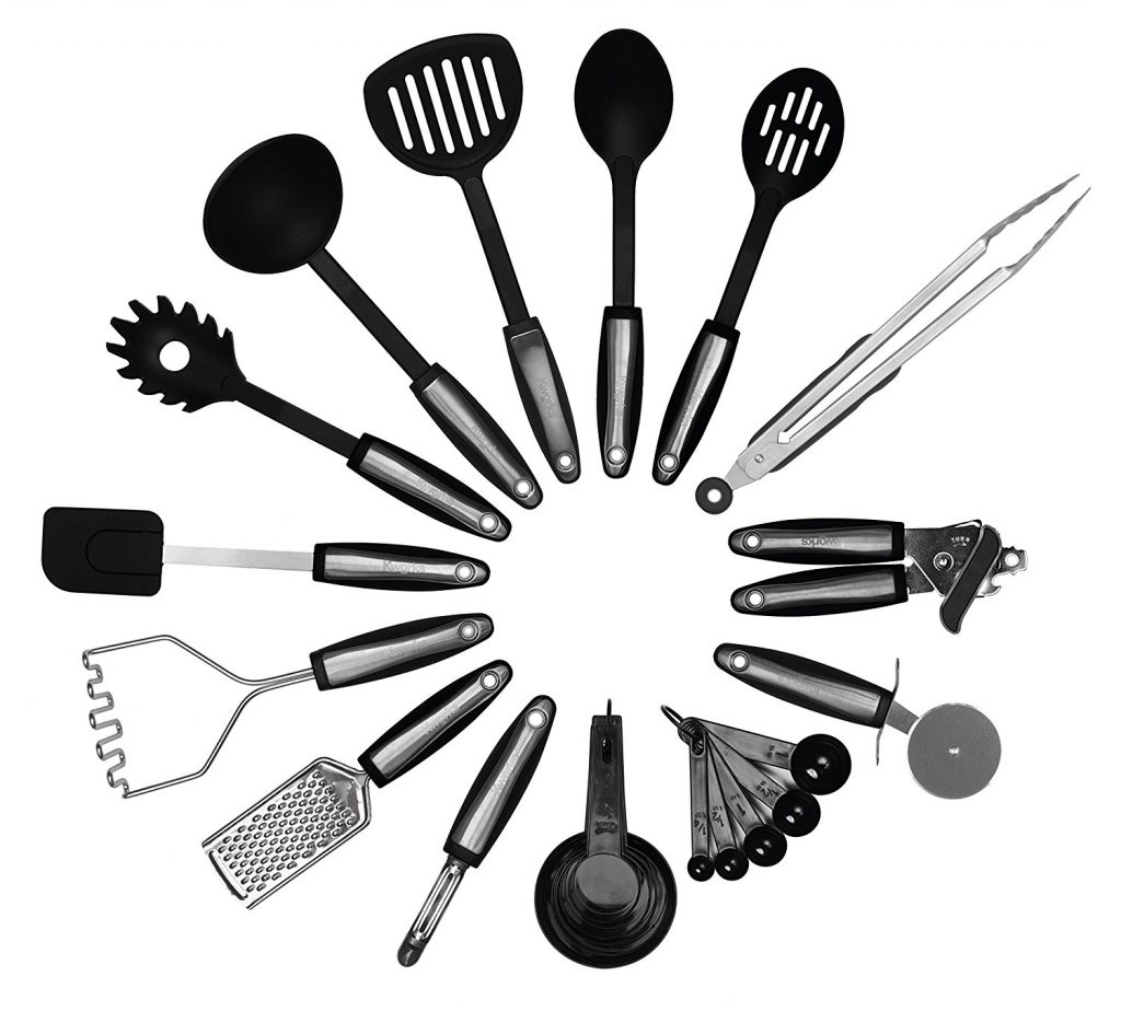 Kworks 22-Piece Kitchen Utensils Set – Stainless Steel & Nylon Kitchen ...