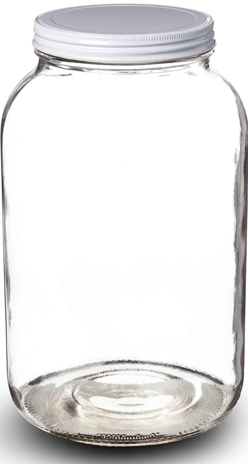 Metal Lid With Airtight Liner Seal • Use for Fermenting Kombucha/Kefir Dishwasher Safe Storing and Canning • USDA Approved 2 Pack Paksh Novelty Wide Mouth 1 Gallon Clear Glass Jar