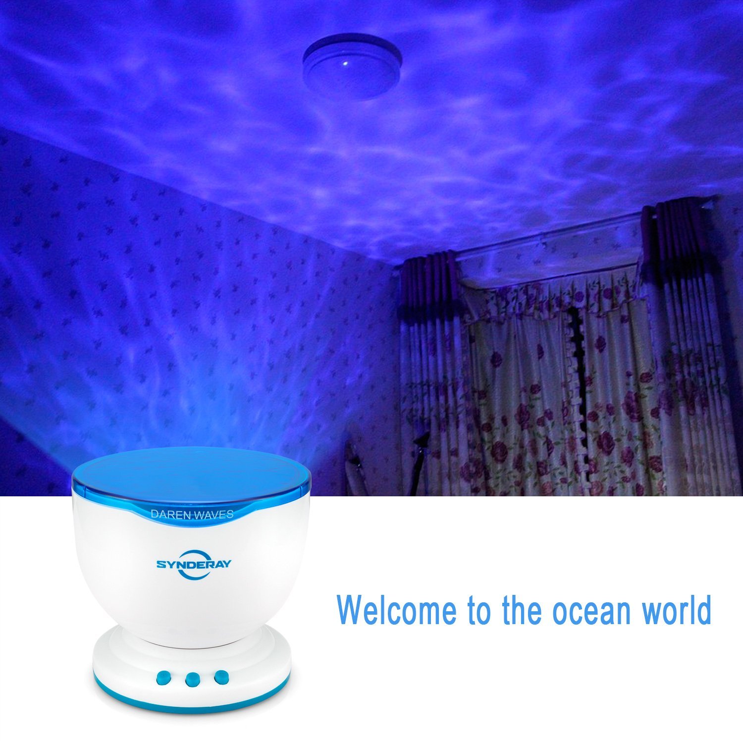 SyndeRay Ocean Wave Night Light Projector and Music Player