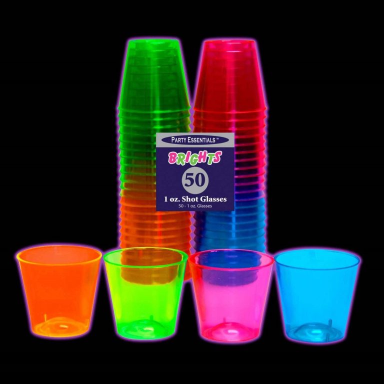 Party Essentials Hard Plastic 1Ounce Shot Glasses, 50Count, Assorted