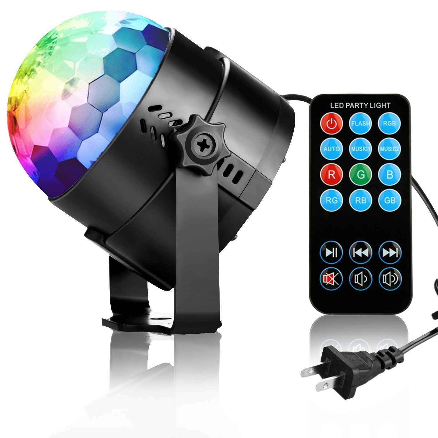 with Remote Miuko Disco Ball 3W USB Strobe LED Party Light Portable 7 Colors Sound Activated Dance Light Stage DJ Lights for Festival Bar Club Party in Car or Outdoor 