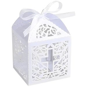 KAZIPA Baptism Favor Boxes, White, 50PCS, 2.2"x2.2"x2.2"