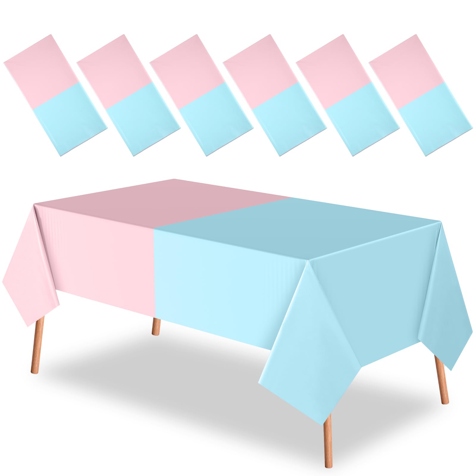 Peryiter 3 Pcs Gender Reveal Tablecloth Decorations 54 x 108 Inches Plastic Pink and Blue Tablecloths Disposable Waterproof Table Cover for Boy or Girl Baby Shower Birthday Party Decorations