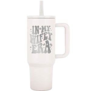 JETIKON 40oz Stainless Steel Insulated Tumbler with Handle and Straw - In My Wifey Era - Perfect for Bride, Bachelorette, Wedding Gifts