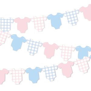 Weysat 2 Pcs Gender Reveal Banner Decorations Pink Blue Plaid Banner