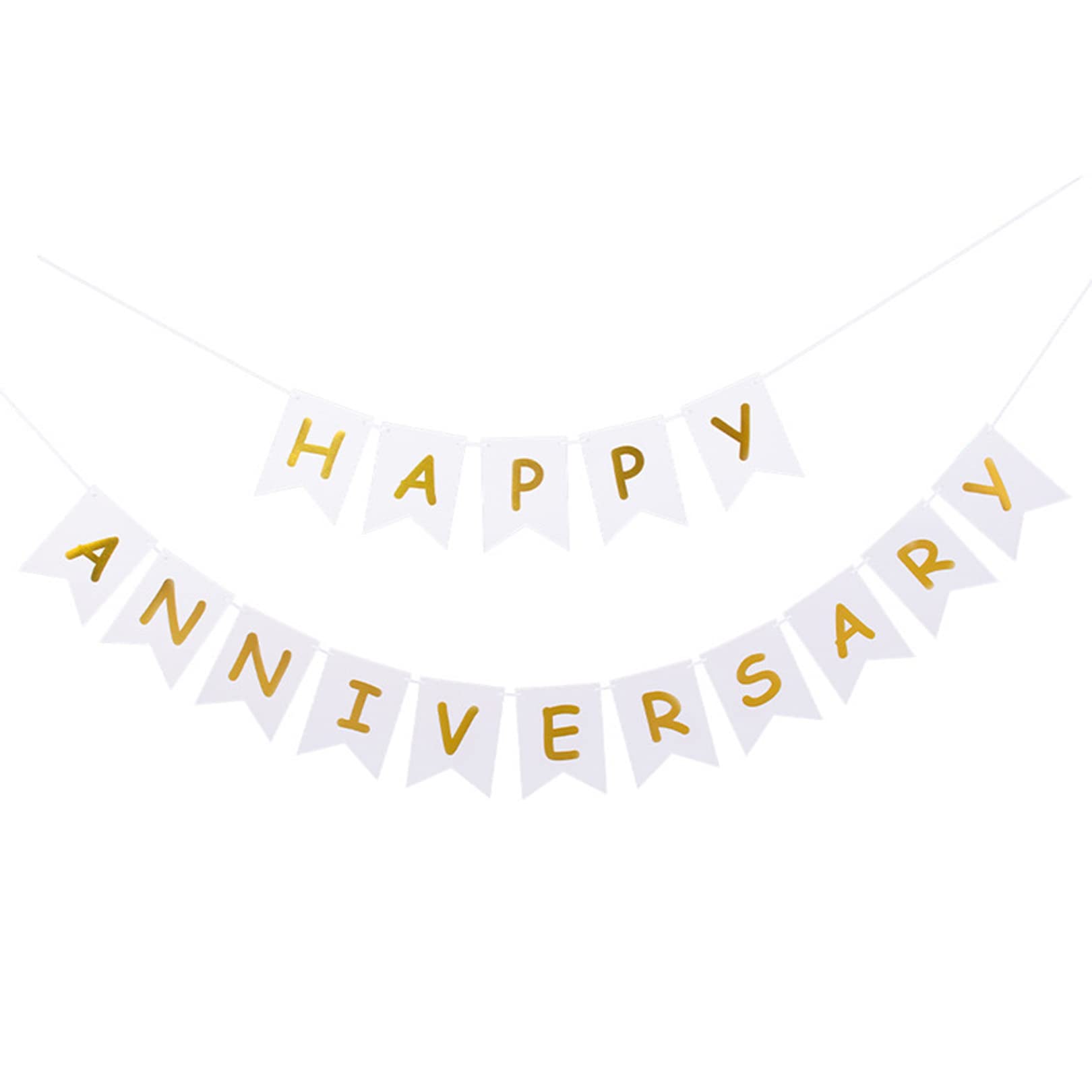 PANRRPERS White Happy Anniversary Banner, Party Supplies for Wedding Birthday Party Ceremony Decoration