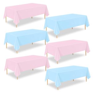 ZHIAXTON 6 Pack Gender Reveal Table Cloths,54" X 108" Disposable Plastic Pink and Blue Table Cloth,Rectangle Table Covers for Baby Shower,Birthday Party,Baby Gender Reveal Decorations