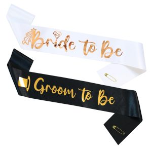 Docooniver 2 Pack Bride and Groom to be Sash Set Bachelorette Party Bridal Shower Decorations and Accessories Gifts for Bride Wedding Engagement Party Photobooth Props.