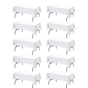 Dailyset 10-Pack White Tablecloths for Rectangle Tables, 60 x 102 Inches