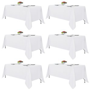 Fitable 6 Pack White Table Cloths 70x120 Inch for 6-8 Ft Rectangle Tables