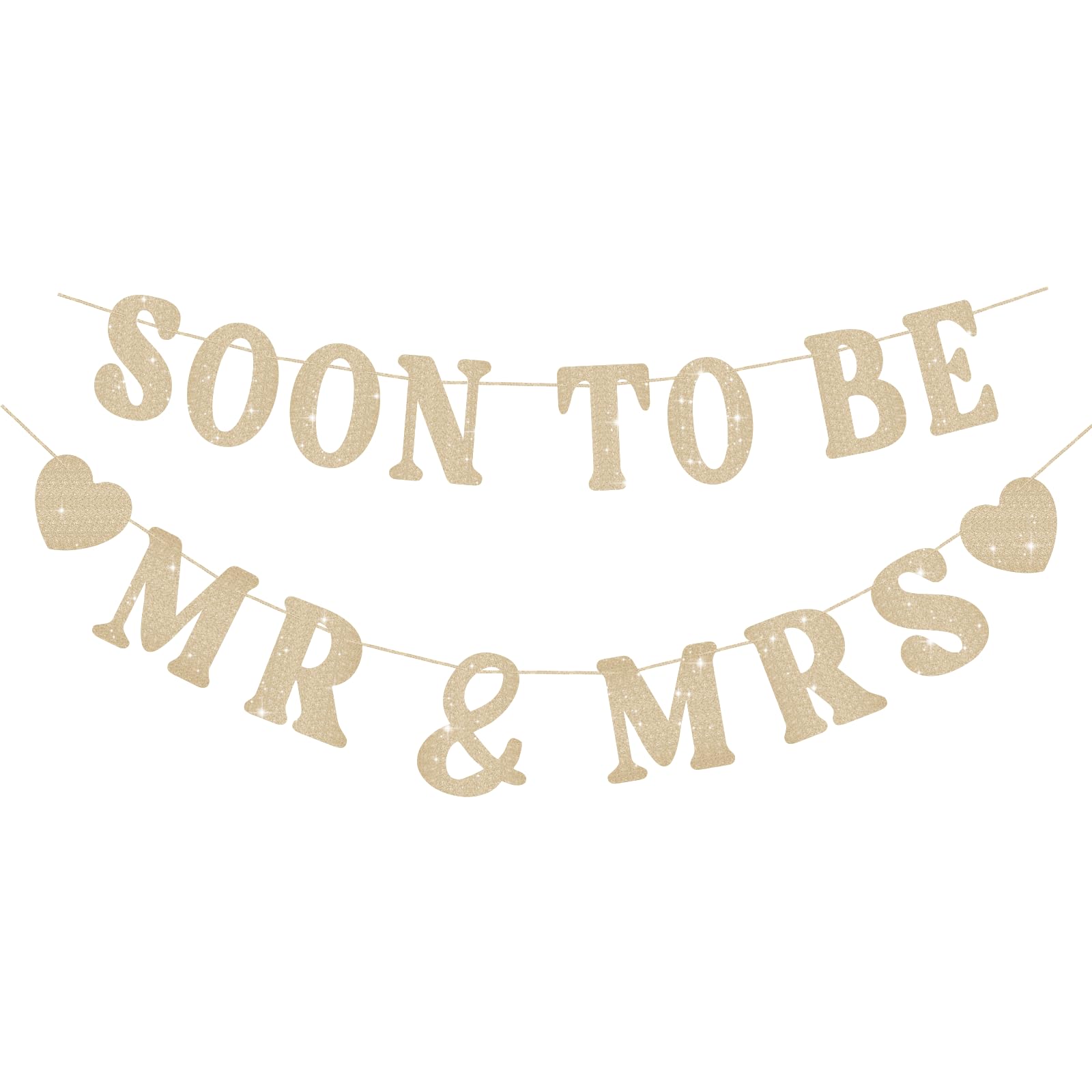 SerpizePaty Soon To Be Mr & Mrs Sign Banner For Bridal Shower Decorations, Pre-strung Gold Glitter Wedding Shower Decorations For Home Party, Engagement Banner For Bachelorette Couples Shower