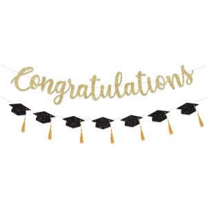 FHGG Congratulations Banner Graduation Decorations Class of 2026 Gold