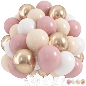 Dusty Pink Balloons, 60 Pcs Pink and White Balloon for Birthday Decorations