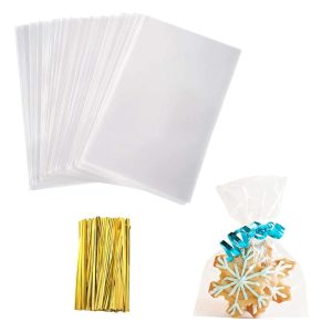 Yotelab Cellophane Treat Bags, 4x6 In Cellophane Bags With Ties, 100 Pcs