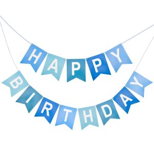 KINGLAKE GARDEN Happy Birthday Banner NO DIY Birthday Sign Blue