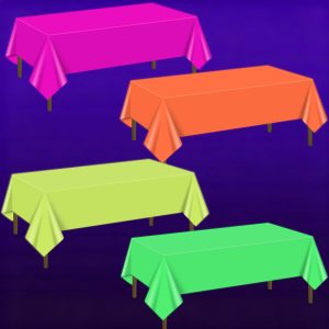 APUXXJUPA Neon Table Cloths - 4 Pcs Multi-Color 51'' x 86'' Glow in The Dark Table Cloths for Neon Party Decorations Glow Party Supplies