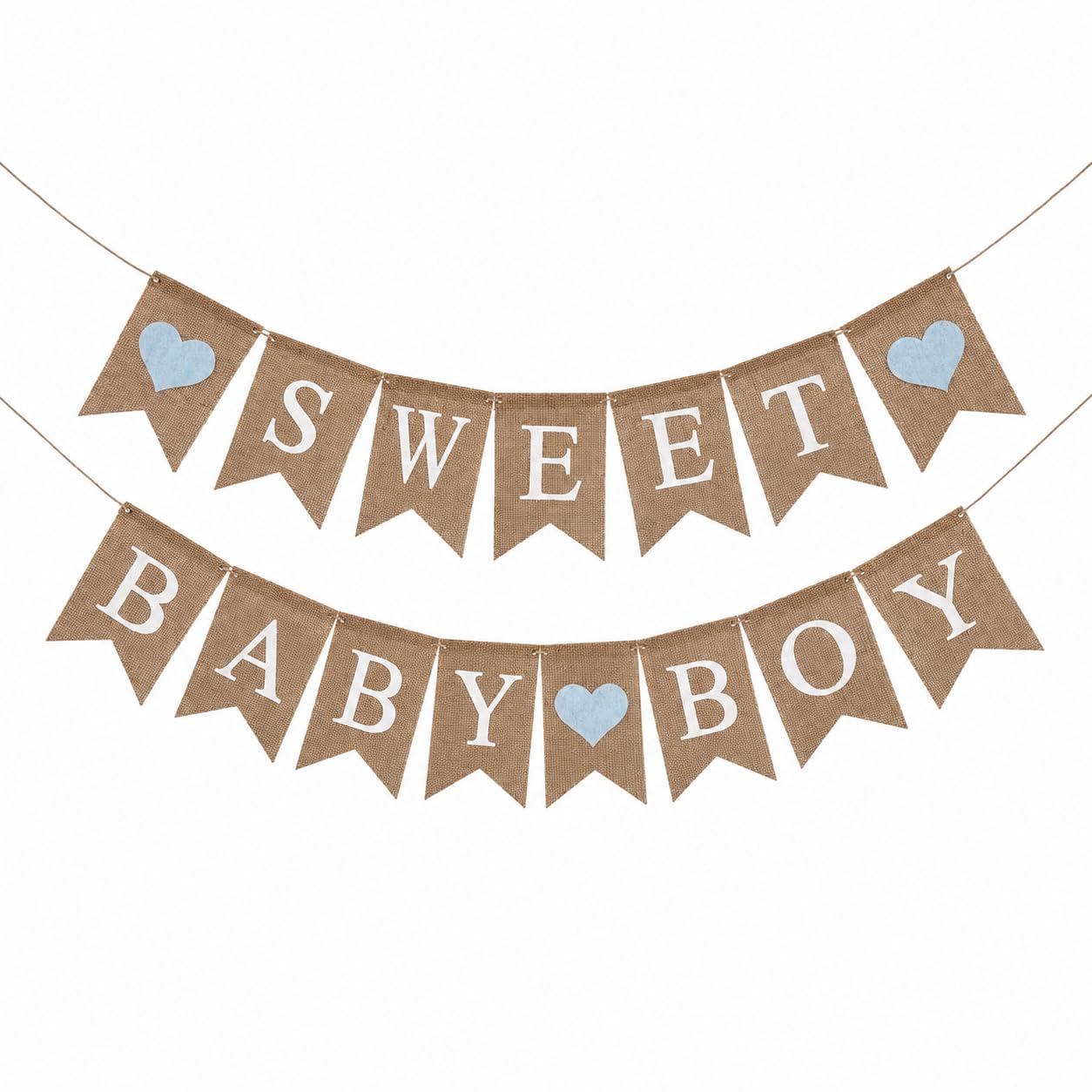 Shimmer Anna Shine Sweet Baby Boy Burlap Banner for Baby Shower Decorations and Gender Reveal Party (Light Blue)