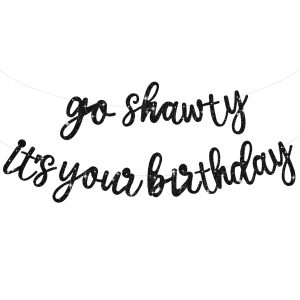 BEISHIDA Glitter Black Pre-Strung Go Shawty It's Your Birthday Banner Decor