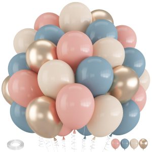 Froova Gender Reveal Balloons, 12 Inch Dusty Pink Blue Sand Gold Balloons