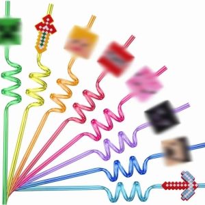 24 Pcs Pixel Miner-Themed Straw, Party Favors, Mine Crazy Straws, Suitable as a Small Party Favor