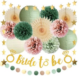 Dusty Pink and Sage Green Bridal Shower Decorations Olive Green and Pink Bachelorette Party Decorations Sage Green and Dusty Rose Bride to Be Banner Gold Kit for Women Engagement Party Blush Rose