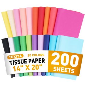 TUXIYA 200 Sheets Tissue Paper,20-Color 14"X20" Tissue Paper for Gift Bags