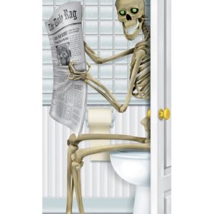 Beistle Skeleton Restroom Door Cover Halloween Decoration, 5 Ft x 30 in