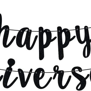 Happy Anniversary Banner, Anniversary Party Decorations, We Still Do, Happy Wedding Day Party Decoration Supplies Black Red Glitter