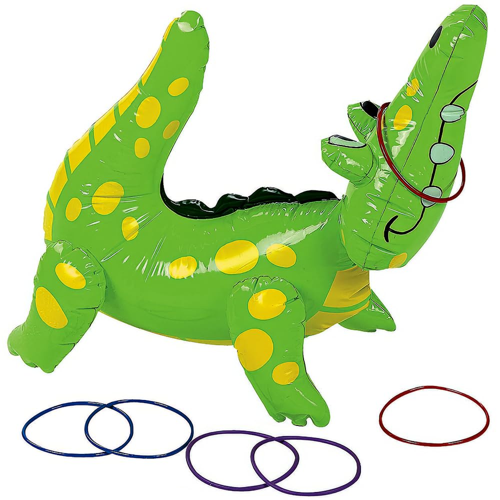 Fun Express Inflatable Alligator Ring Toss Game (Includes 6 Rings)