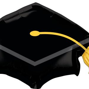amscan Black Grad Cap Mylar Party Foil Balloon, 31", Multicolor