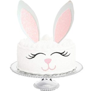Easter Bunny Cake Topper with Eyelashes Easter Party Cake Decoration Supplies for Birthday Party, Wedding, Baby Shower, Spring Eater Party Decorations 2pairs