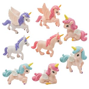 Pinenjoy 8Pcs Mini Resin Flying Horse Unicorn Figurine for DIY Decors