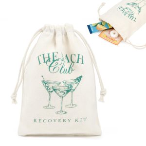CEELGON 10 Pack The Bach Club Hangover Kit Bags for Bachelorette Birthday Party Favors Gifts 5" x 7" Drawstring Recovery Kit Goodie Pouch Girls Trip Emergency Supplies (Teal)