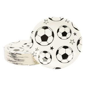 PUEVENYI 50PCS Baseball Party Paper Plates - 9Inch Round Dessert Plates for Cake Salad Fruit Pizza Disposable Sport Themed Decoration Supplies for Baseball Fan Sports Event, Birthday Party