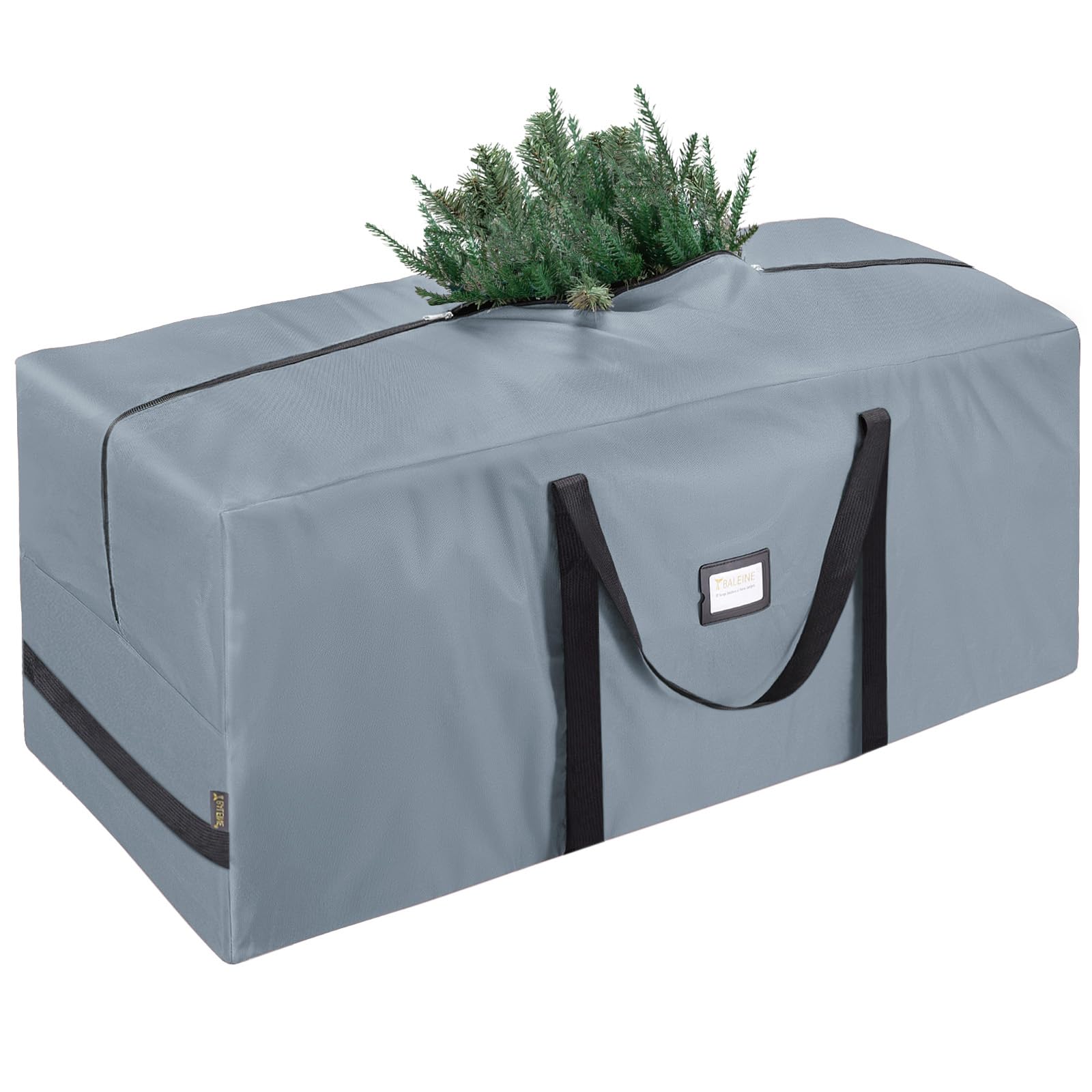 BALEINE 7.5 ft Christmas Tree Storage Bag, Heavy Duty 900D Oxford Fabric with Reinforced Handles and Dual Zippers Wide Opening, Extra Large Storage Container for Trees and Decorations (Grey)