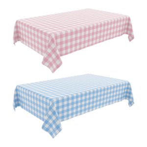 Wuvolution party Gender Reveal Gingham Tablecloth (2 Pack),54 x 108 Inch Pink and Blue Checkered Table Cloth Rectangle Table for Boy or Girl Gender Reveal Party Baby Shower Birthday Party