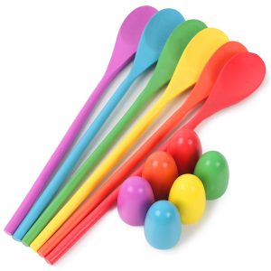 LovesTown 12 PCS Egg Spoon Race Game Sets, Wooden Balance Relay Kids Games