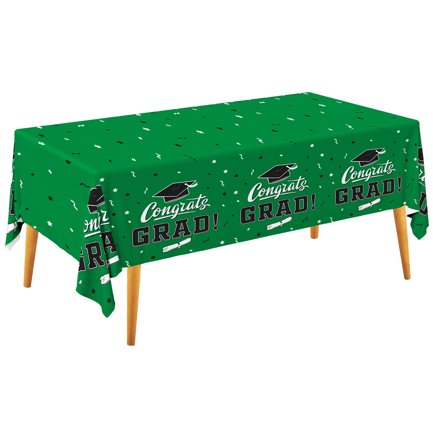 Gatherfun Graduation Party Decorations, Gongrats Grad Tablecover for Graduation Party Supplies, 3 pcs Green Table Cloths, 54"x108"