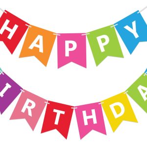 Fecedy Colorful Happy Birthday Banner Bunting Pre-Strung No DIY for Birthday Party Decorations (Multi)