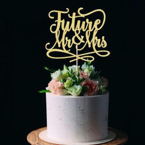 Future Mr and Mrs Cake Topper,Glitter Bridal Shower Cake Pick Decorations