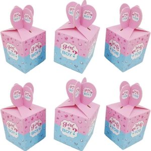 KUPOO 50 Pink Blue Favor Boxes – Gender Reveal Treat Boxes for Baby Showers, Parties