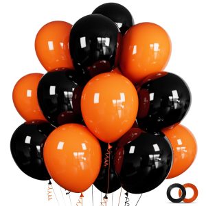 ASIYUHY 100 Pcs Black and Orange Balloons 12 Inch Halloween Latex Balloons | Thicken Helium Party Balloons for…