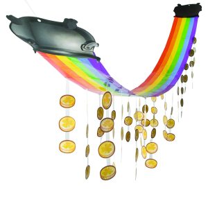 Fun Express St Patricks Day Decorations Pot of Gold with Rainbow Garland - 12ft Hanging Ceiling Decor for Saint Patrick's Day Party | Leprechaun Theme Supplies for Home, Office & Classroom