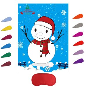 FEPITO Christmas Games for Pin The Nose on The Snowman Holiday
